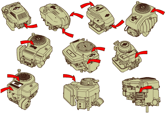 Briggs & Stratton vertical-shaft engines — model number locations
